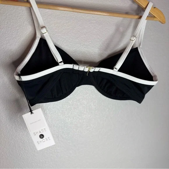 New Shade & Shore Black and White Women's Swim Top 34D UnderWire - Picture 2 of 6